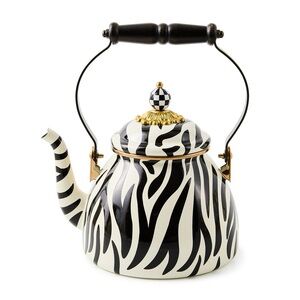 MacKenzie-Childs Zebra Stripe Teapot with Gold Detail
